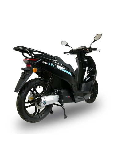 Scooter electrique 125 easy-watts e-coral noir brillant trois quarts arrière droit