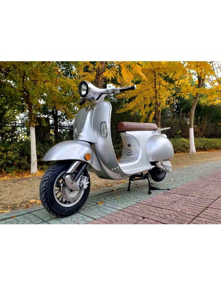 scooter électrique e-retro vintage vespa gris