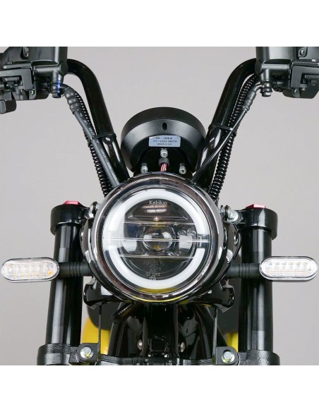 Scooter électrique easy-Watts e-bonsaï coco jaune batterie guidon déplié