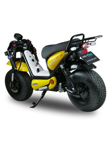 Scooter électrique easy-Watts e-bonsaï coco jaune trois quarts arrière gauche guidon plié
