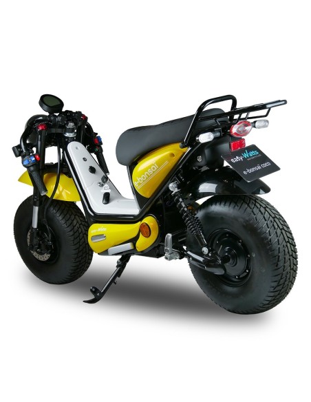 Scooter électrique easy-Watts e-bonsaï coco jaune trois quarts arrière gauche guidon plié