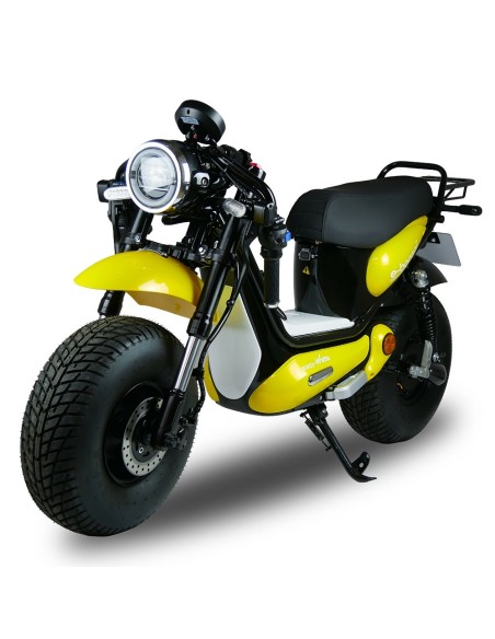 Scooter électrique easy-Watts e-bonsaï coco jaune trois quarts avant gauche guidon plié