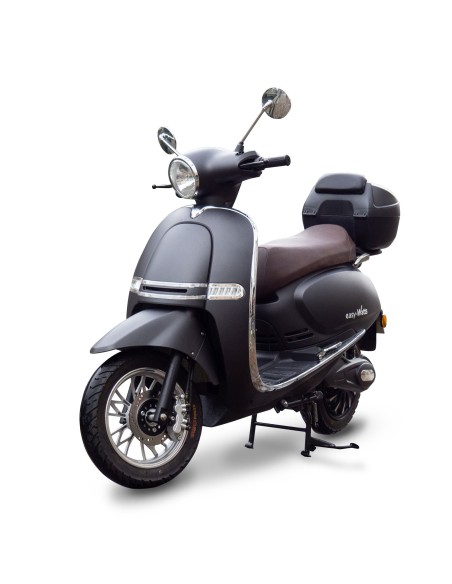 scooter electrique 125 e-presto max noir mat trois quart gauche avec top case