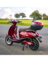 scooter electrique 125 e-presto max rouge métallisé trois quart dos gauche paris avec top case